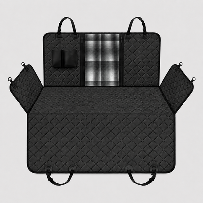 Pawmate black car seat cover with quilted pattern on a light grey background