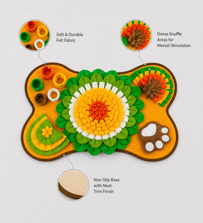 Dog snuffle mat enrichment toy with colorful design on a white background