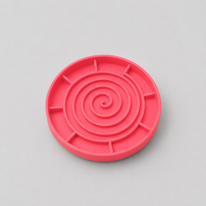 Rose Pink slow feeder dog bowl on a light grey background