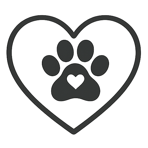 Heart shape with a paw print inside on a white background